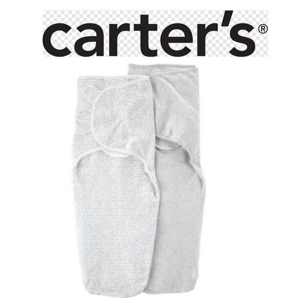 2 pack Carter's Baby Small 0-3 M White & Gray Swaddle Sleeping Bag Size … - Picture 1 of 10